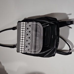 Black and White Patterned Women's Bag